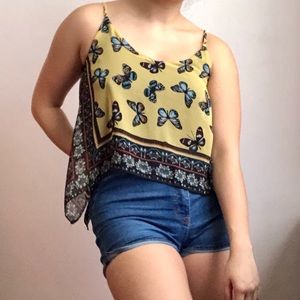 Butterfly print Vintage Bandana Turned Tank Top